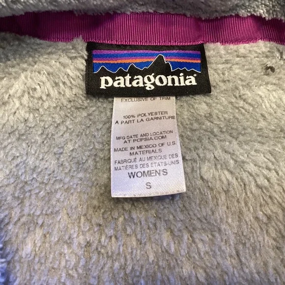 Patagonia Re-Tool Polartec Full Zip Fleece Vest Grey Purple Womens S Outdoor EUC - Picture 7 of 9